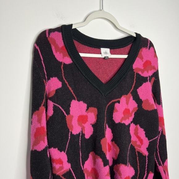 Cabi Sweater Womens Small Floral V Neck Pullover Cotton Blend 4102 - Picture 8 of 10